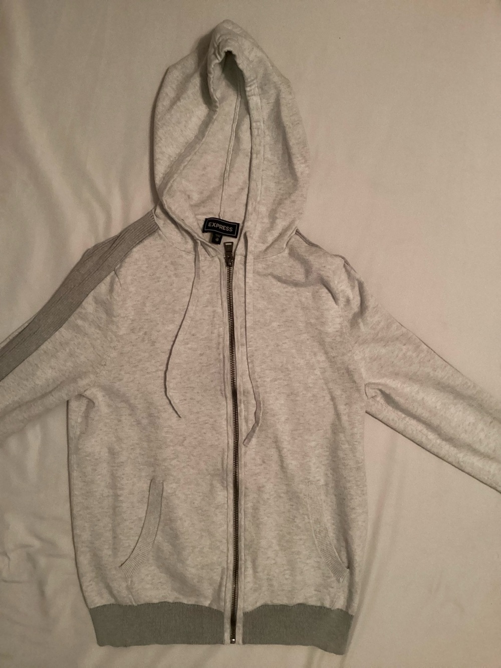 Express Ladies Full Zip Hooded Light Gray Jacket Size XS
